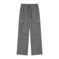 thumbnail image 3 of Gibobby Pantalones tipo cargo mujer Pantalones de chándal informales para mujer, ropa holgada de ajuste relajado, cintura alta, cordón en la cintura con bolsillos(AG,M), 3 of 4
