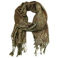 thumbnail image 3 of Falari Women's Reversible Paisley Woven Pashmina Shawl Wrap Scarf 80" x 27" Green, 3 of 3