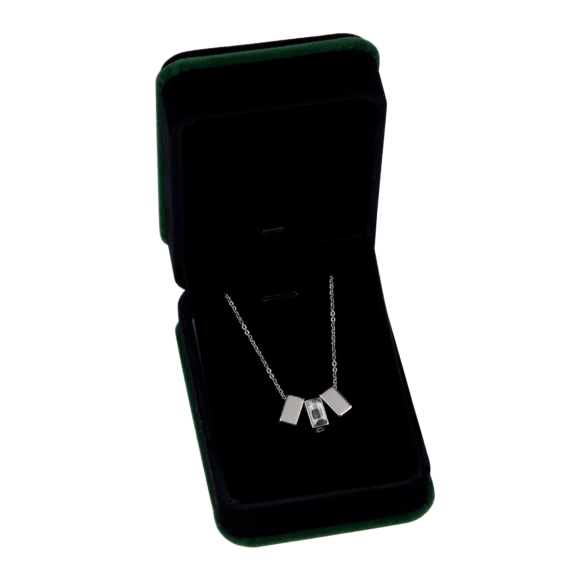 Anavia See You Cremation Necklace for Ashes, Mini See Through Urn Necklace, Mini Cube Cremation Pendant, Cremation Jewelry, Memorial Jewelry, Mini Urn w/ Multicolor Cubes-[Silver]