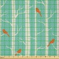 thumbnail image 2 of Ambesonne Nature Fabric by the Yard Microfiber, Dotted Tree and Birds, 3 Yards, Sea Green Orange, 2 of 2