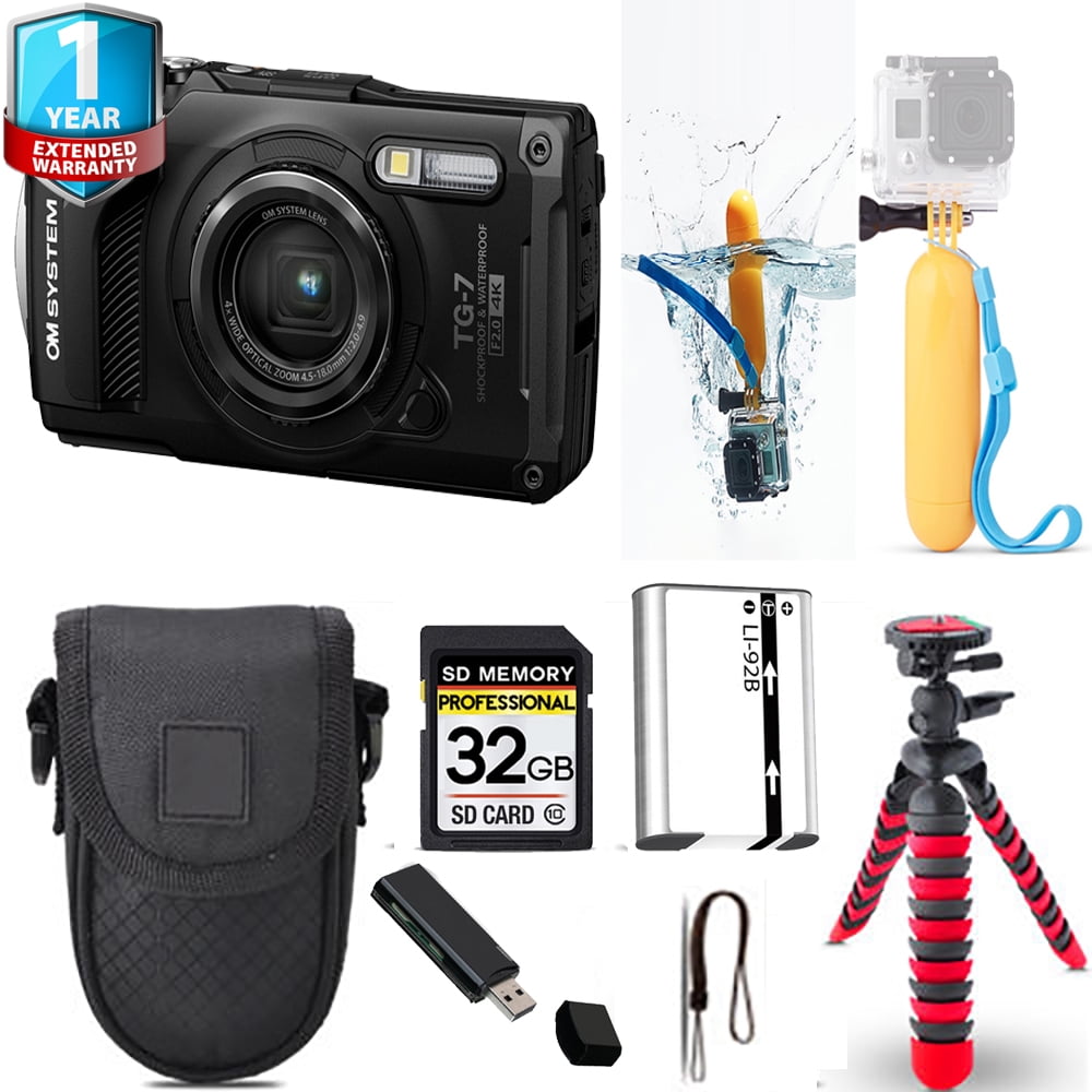 TG-7 OMSYSTEM 32GBSDカード付き Olympus OM SYSTEM Tough TG-7 Digital Camera (Black) + Floating