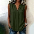 thumbnail image 5 of ClodeEU Women's V Neck Ruffle Trim Sleeveless Blouse,Solid Color Casual Tank Top Army Green,Women's Plus L, 5 of 6