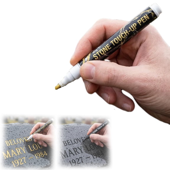 Golden Tombstone Marker Pen for Restoring Faded Grave Inscriptions, Waterproof Stone Touch-Up Paint Pen for Outdoor Grave Lettering