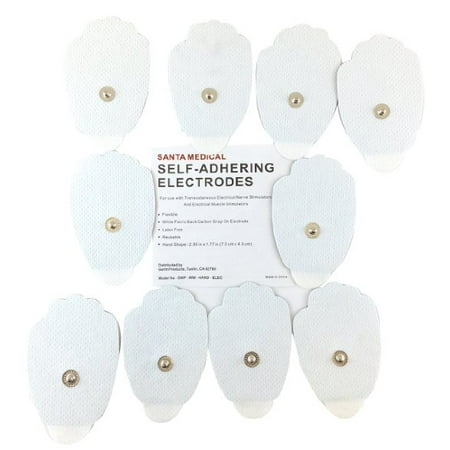 - Santamedical 10 Snap-On Re-Usable White Carbon Electrode Pads with Premium Gel (Hand Shape ) - Satisfaction Guaranteed