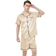 thumbnail image 6 of Men's Silk Pajama Set | Silky Satin | Short Sleeve Top and Shorts | Button Pajama Set, 6 of 8
