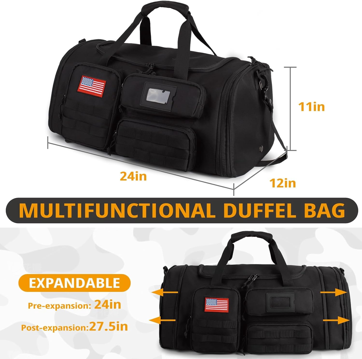 27.5In Expandable Gym Bag For Men,58L Large 3 in 1 Sports Travel Duffle Bag With Shoes Compartment,Water Resistant Sports Gym Tote Bags Multi-functional Travel Backpack Overnight Bag