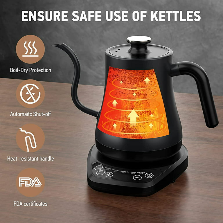 KOIOS Electric Kettle 1.7L 1500W Electric Tea Kettle w Thermometer Fast  Heating