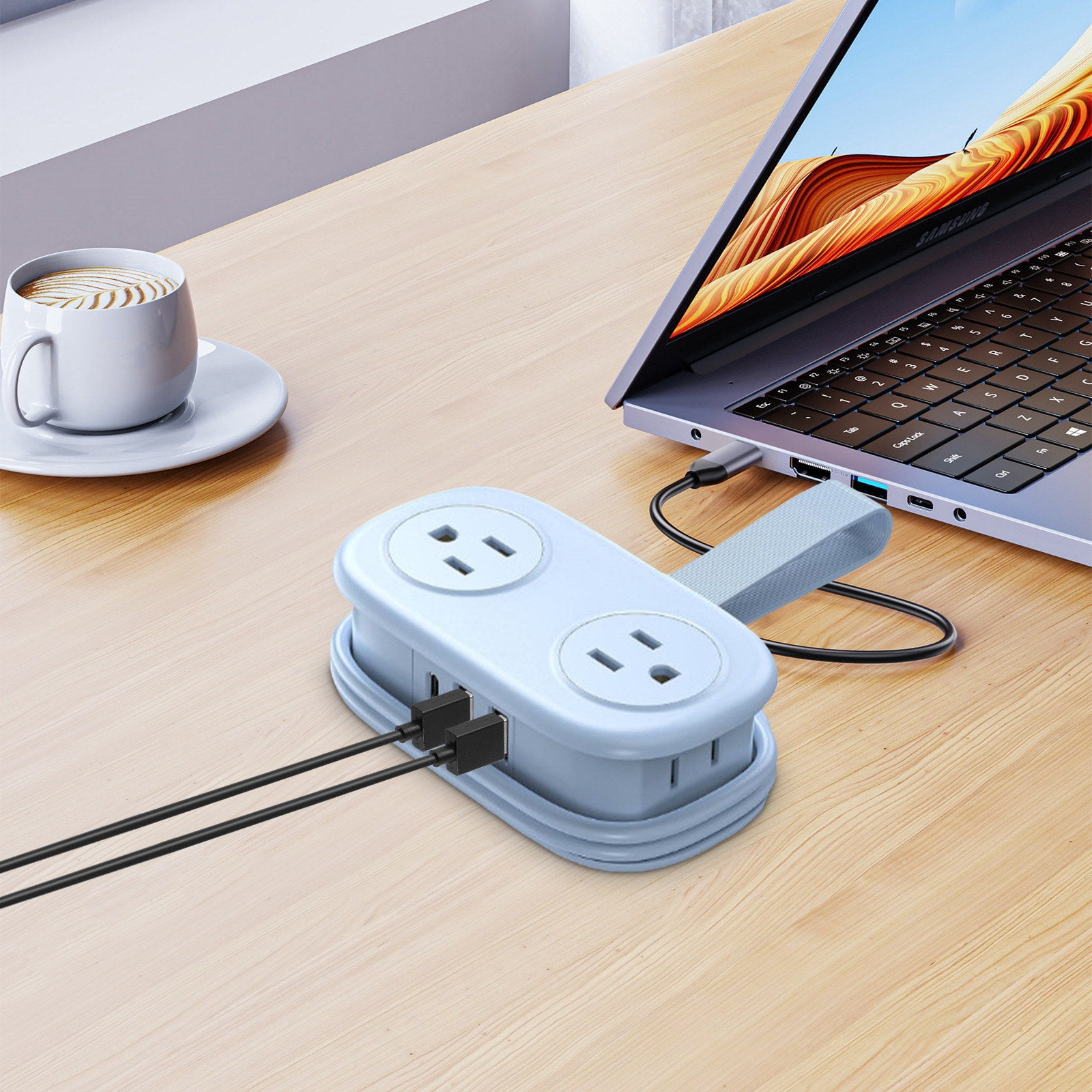 Travel Power Strip, Travel Extension Cord, Mini Extension Cord with 4 Outlets 3 USB Ports (1 USB C) with 4FT Wrapped Short Extension Cord Small Power Strip, Suitable for Home Hotel Travel