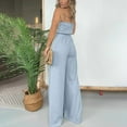 thumbnail image 5 of Off Shoulder Jumpsuit Women Plus Size Striped Strapless Jumpsuits Drawstring High Waisted Jumpsuits Rompers with Pockets, 5 of 5
