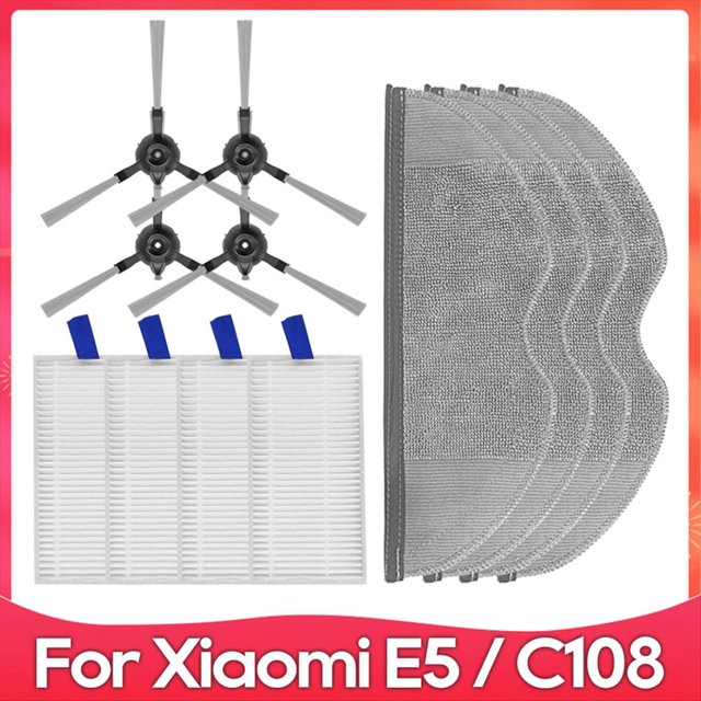 Repuestos para Aspiradoras Robot para E5 / C108 / CDZC108 / BHR7969EU: Cepillo Lateral, Filtro y Mopa.
