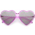 thumbnail image 1 of Women's Novelty Oversize Heart Sunglasses Smoke Glitter Lens 62mm (Magenta / Smoke), 1 of 4