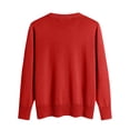 thumbnail image 4 of Sweaters for Women Solid Color Crewneck Long Sleeve Lightweight Basic Warm Winter Ladies Knitted Sweater Red M, 4 of 4
