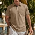thumbnail image 6 of GrmtClth Mens Polo Shirts Classic Collared Golf Shirt Trend Short Sleeve Tops Fashion with Pocket Outfit with Button Camel 3XL, 6 of 7
