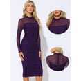 thumbnail image 2 of DARING DIVA Mesh Ruch Elegant Cocktail Bodycon Dress M Purple, 2 of 6