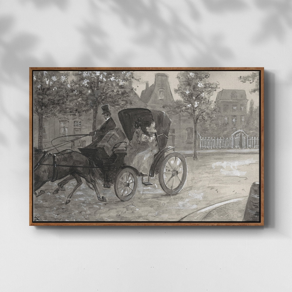 Vintage Animal Print-XXVIII By Wexford Home Framed in Walnut Wood Gallery Wrapped Canvas 27 in. x 41 in.
