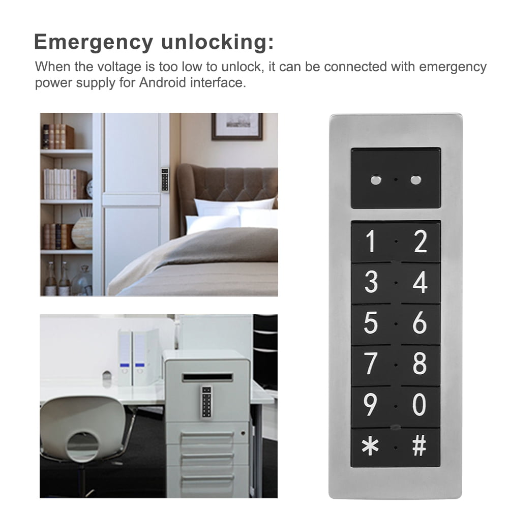 Walfront Stainless Steel Electronic Digital Password Keypad Number Cabinet Door Code Lock Electronic Keypad Cabinet Keypad Lock