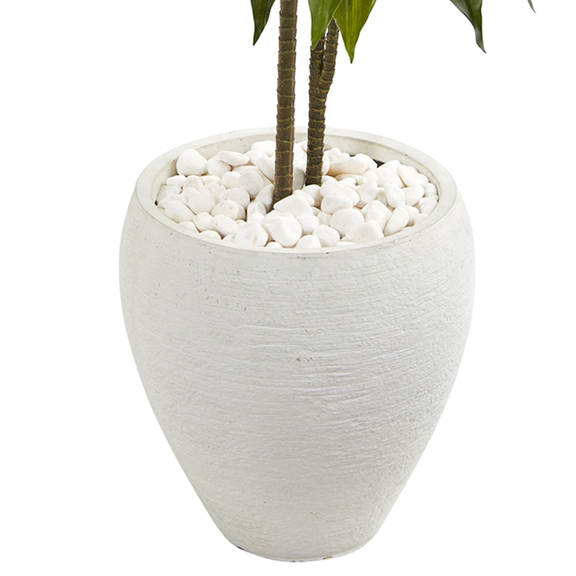 Nearly Natural 46" Dracaena Artificial Plant in White Planter (Real Touch), Green