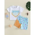 thumbnail image 6 of AceBaby Toddler Baby Boys Summer Clothes Set 3M-3T Ice Cream Baseball Print Short Sleeve T-Shirts and Shorts 2Pcs Outfits, 6 of 9