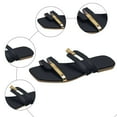 thumbnail image 4 of Mostsola Womens Sandals Square Open Toe Slides Slip on Flats Shoes Fashion Strap Summer Dress Shoes, 4 of 5