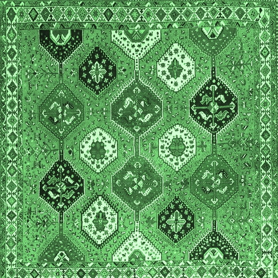 Ahgly Company Indoor Square Persian Emerald Green Traditional Area Rugs, 6' Square