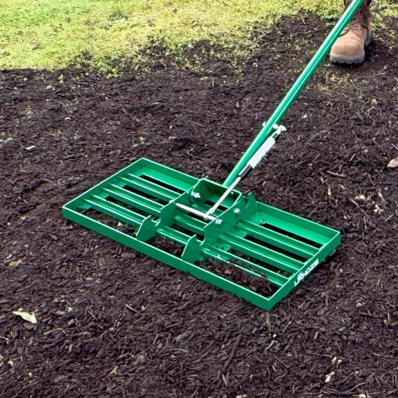 Landzie AeroLeveler - The Lawn Leveling Rake That Never Flips - Patented 24 inch Wide Pneumatic Lawn Level for Yard, Dirt, Soil, Sand, Provides Stability and Control (Pneumatic 24" Leveling rake)
