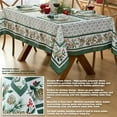 thumbnail image 3 of Christmas Holly Pinecone Border 60 x 102 Inch Rectangle Fabric Tablecloth, Holiday Hunter Green Border on White Background Fabric Table Cover for Dinner Party and Banquet, 3 of 8