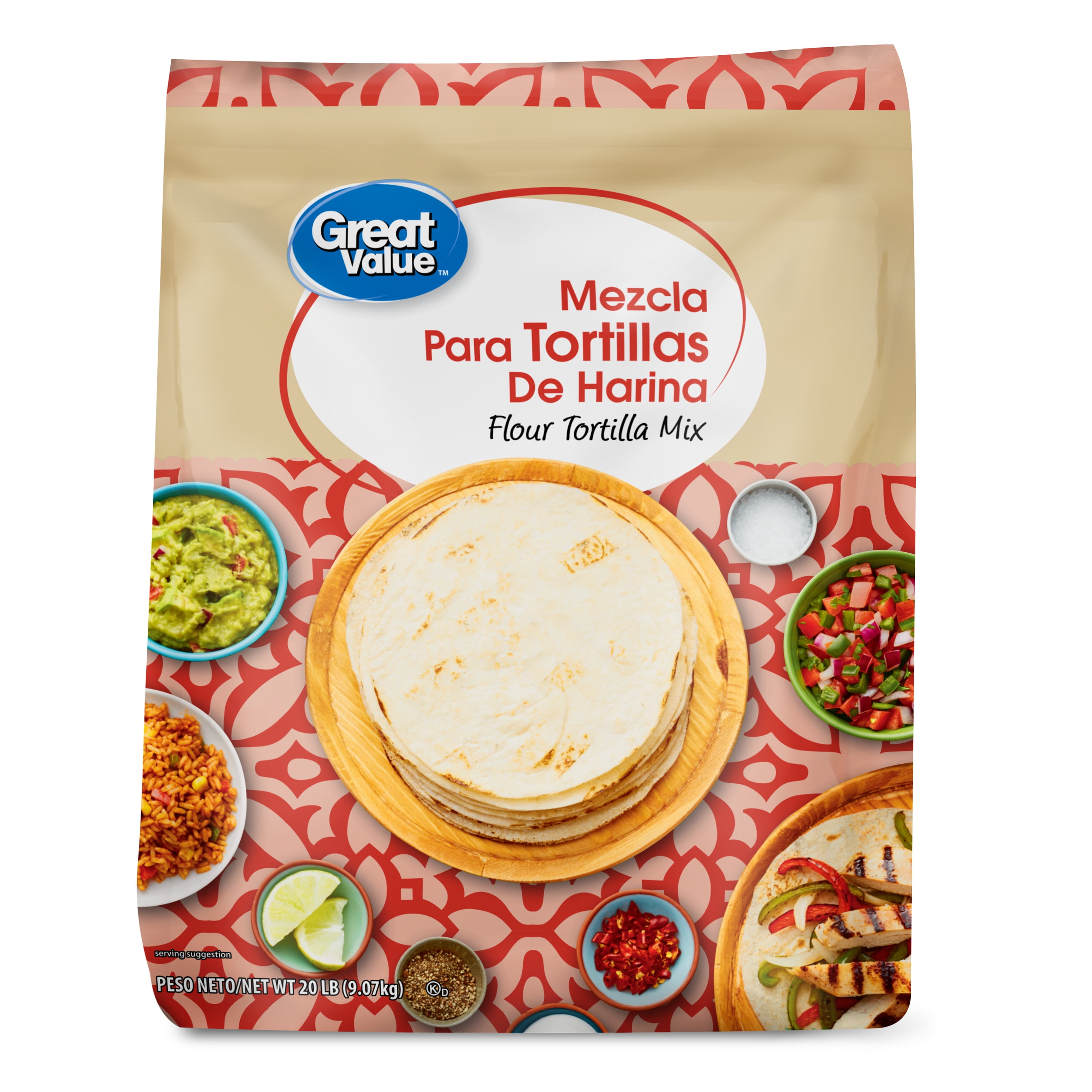 (2 pack) Great Value  Enriched Bleached Flour Tortilla Mix, 20 lbs Bag