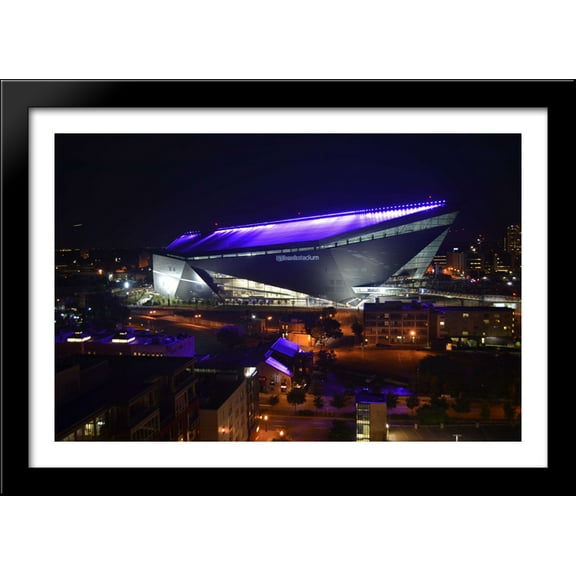 U.S. Bank Stadium 40x28 Large Black Wood Framed Print Art - Home of the Minnesota Vikings