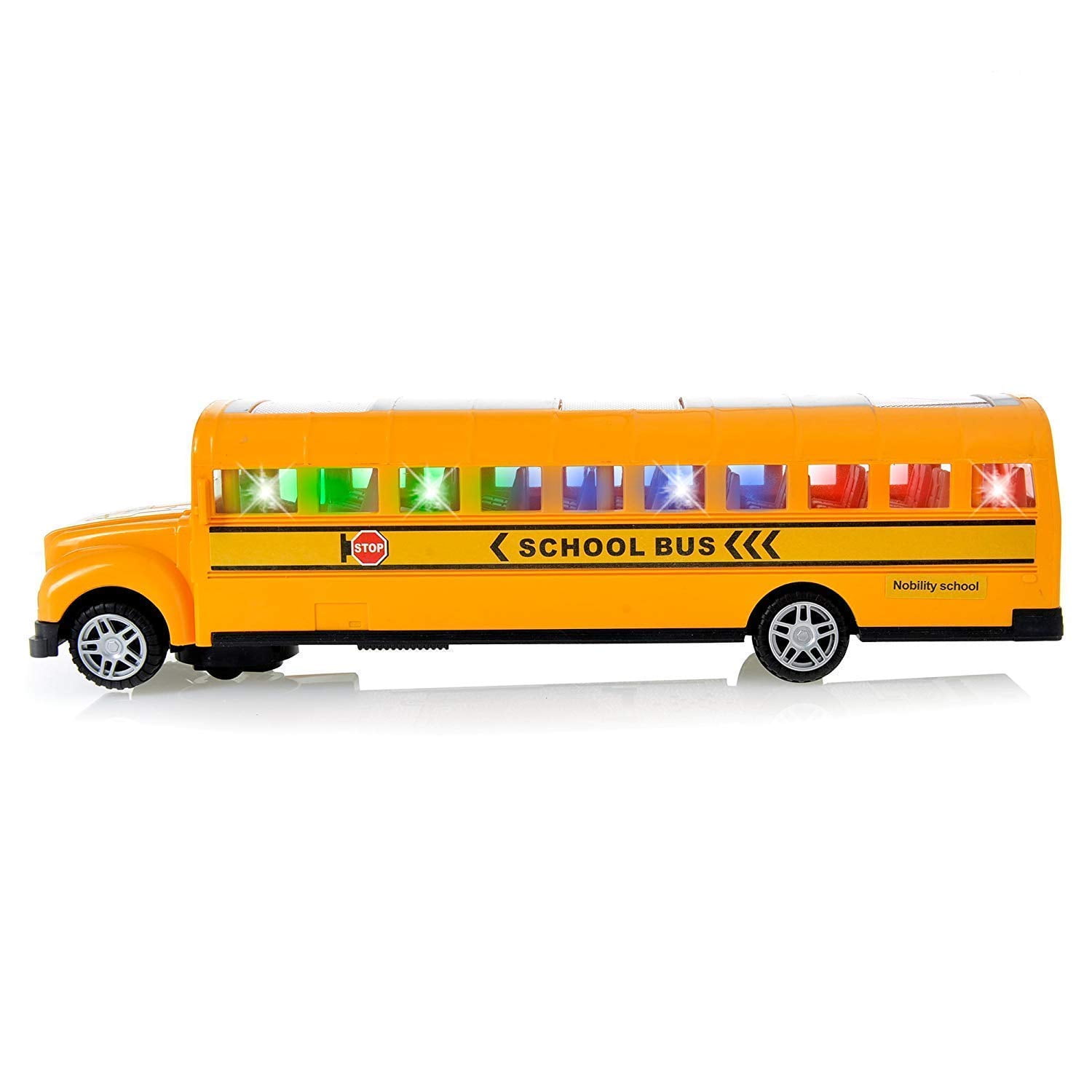 toy school bus with flashing lights