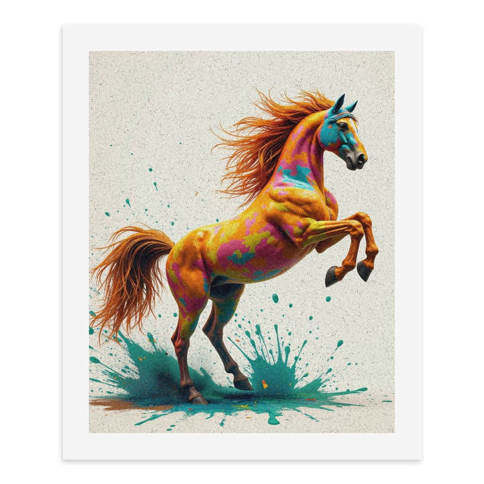 Paint By Numbers Kit for Adults Beginner - DIY Colorful Horse Splatter Art Canvas Painting Kits for Adults, Frameless Paint By Number for Adults for Home Wall Decor 16x20 Inch