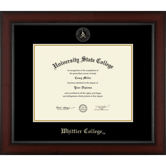 Whittier College Diploma Frame, Document Size 11" x 8.5"