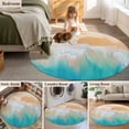 thumbnail image 6 of Orange Aqua Coastal Round Area Rug 3 FT, Small Kitchen Bathroom Mat, Summer Beach Seaside Nautical Washable Indoor Outdoor Throw Runner Carpet Non-Shedding Doormat for Table Shower Sofa Entryway, 6 of 9