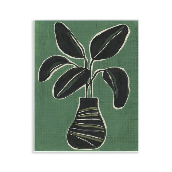 Stupell Industries House Plant on Green Floral Painting Unframed Art Print Wall Art, 11 x 14