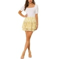 thumbnail image 3 of INSPIRE CHIC Women's 2023 Floral Tiered Ruffle Skirts Cute Summer Flowy Chiffon Mini Skirt L Yellow, 3 of 7
