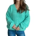 thumbnail image 2 of Women'S Fall Fashion Button Down Cardigan Sweater Loose Casual Cable Knit Sweater Coat Blue & Green S, 2 of 9