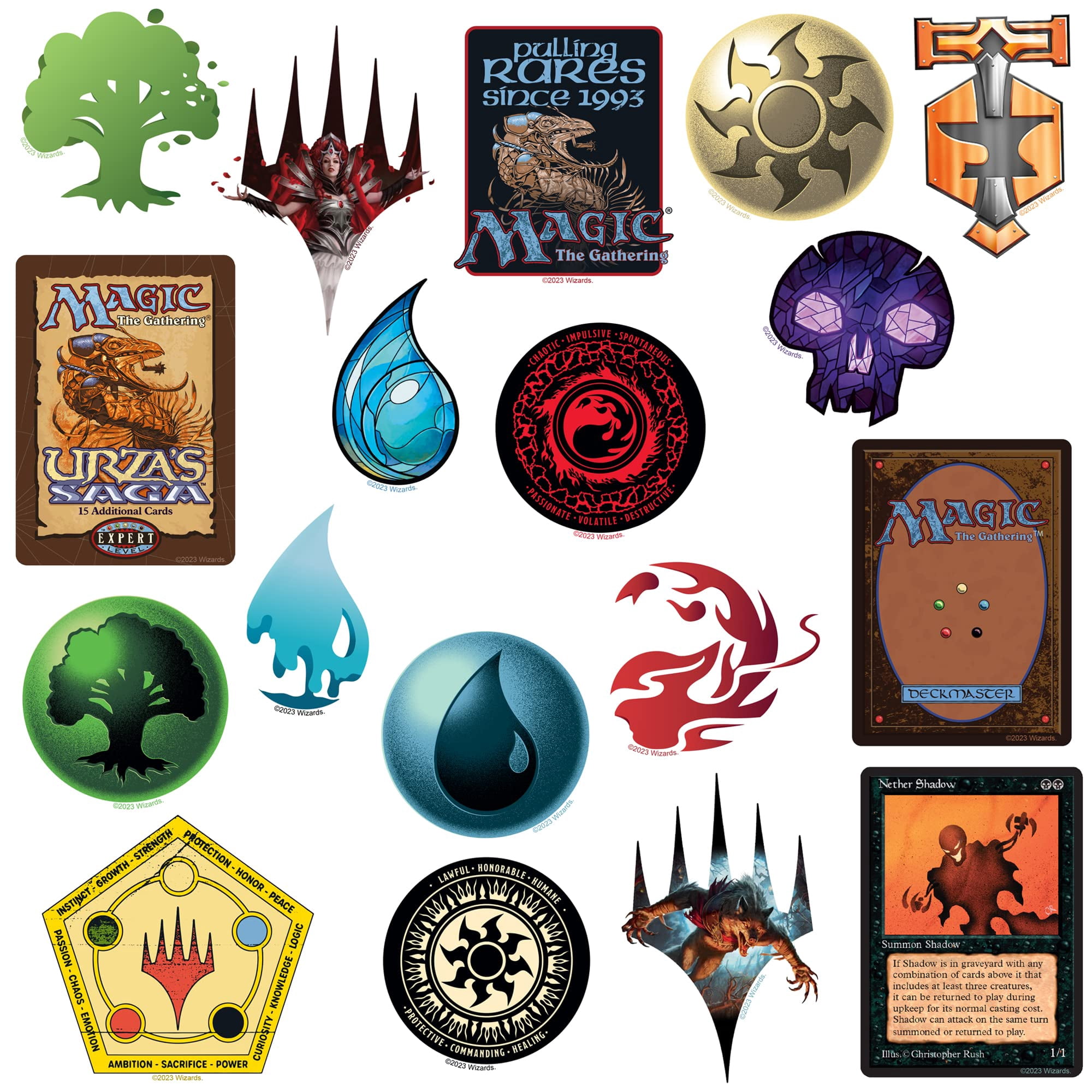 Magic: The Gathering 200ct Vinyl Large Deluxe Stickers Variety Pack  Laptop, Water Bottle, Scrapbooking, Tablet, Indoor/Outdoor  Set of 200