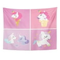 thumbnail image 1 of ZEALGNED Pink Unicorn Pony Beautiful Cartoon Cute Dream Fairy Wall Art Hanging Tapestry Home Decor for Living Room Bedroom Dorm 60x80 inch, 1 of 1