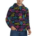 thumbnail image 2 of Pofeuu Graffiti Art Print Mens Casual Hooded Collar Drawstring Hoodies Pullover Sweatshirts Casual Long Sleeve Shirts-X-Large, 2 of 7
