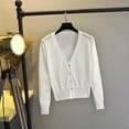thumbnail image 2 of HUJlwoi Cardigans for Women Button down V Neck Outerwear Lightweight Tops Long Sleeve Soft Comfy Coat Fall Fashion Clothes, 2 of 5