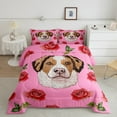 thumbnail image 2 of Feelyou Kawaii Dalmatian Dog Queen Comforter Set, Fashion Red Rose Floral Bedding Sets, Teens Kids Boys Girls Reversible Bedding Comforter Set, Ultra Soft Bedroom Decor, 3-Piece, 2 of 8
