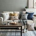 thumbnail image 3 of Phantoscope Farmhouse Series Cotton Blend Decorative Throw Pillow with Single Button, 22" x 22", Light Grey, 1 Pack, 3 of 7