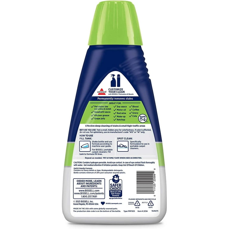 Bissell Pet Pro Oxy Spot & Stain Formula for Portable Carpet Cleaners 32 oz 2034