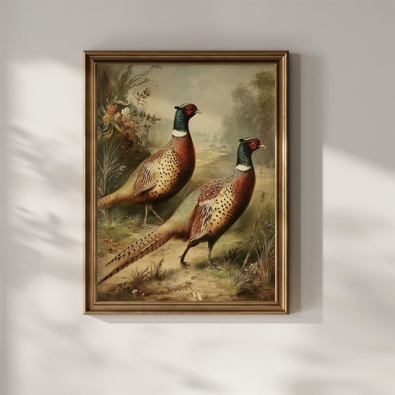 Pheasant Wall Art Print Hunting Vintage Rustic Cabin Lodge Farmhouse Wall Decor Pheasant Hunter Matte Poster UNFRAMED Poster, Wall Art for Decor, Present, 8x12