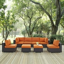 Modway Convene 8 Piece Outdoor Patio Sectional Set in Espresso Orange
