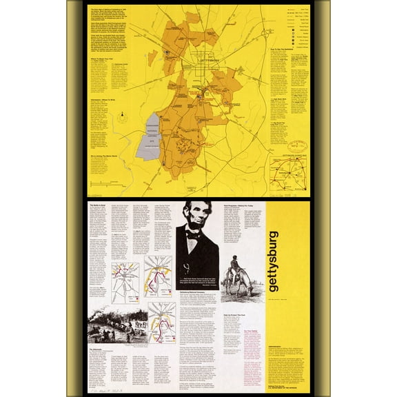 24"x36" Gallery Poster, map of battle of Gettysburg park 1979