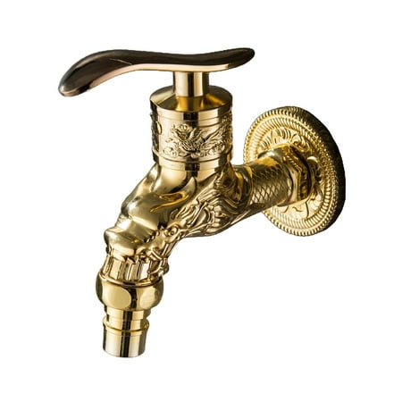 

G1/2 inch Outdoor Vintage Garden Wall Mounted Faucet Decorative Faucet Bibcock -Golden