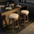 thumbnail image 6 of Cortesi Home Piper Backless Swivel Bar Stool in Solid Wood and Beige Fabric, 30" H, 6 of 10