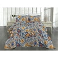 thumbnail image 2 of Ambesonne Paisley Quilted Coverlet 3 Pcs, Floral Ornament Drop Motifs, Queen Size, Marigold Rust Blue, 2 of 4