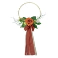 thumbnail image 2 of Voxware Floral Hoop Wreath Artificial Flower Metal Cloth Decorative Flowers Wall Wreath Round Frame Garland Suitable for Nursery Kitchen Birthday Wedding Party Door Orange, 2 of 8