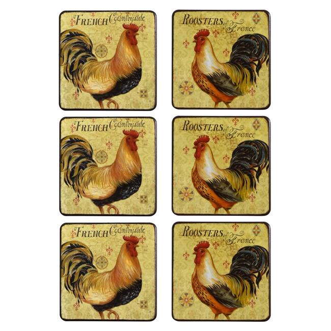 Jeco HD-HA043 Coaster with Rooster Pattern - Set of 7